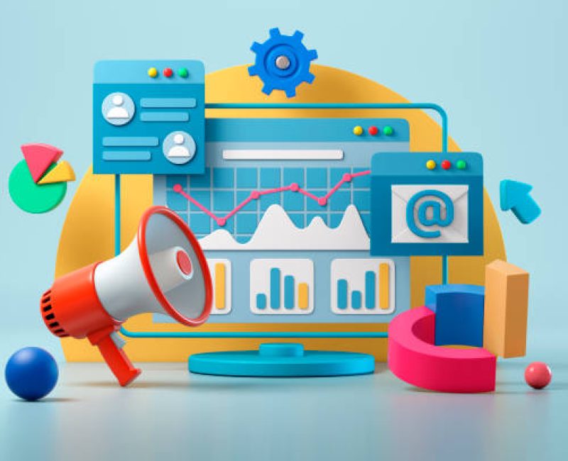 gettyimages-1222811180-612×612 Digital marketing, social media and network, online business and purchasing, financial analysis and statistics, communications. 3d illustration.